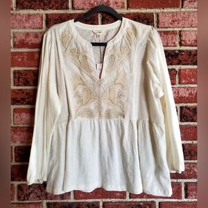 Lucky Brand Boho Embroidered Women's Top